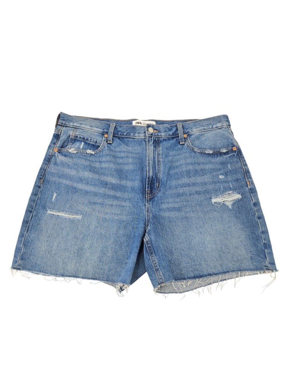 Zara Ripped Distressed Cutoff Denim Shorts Medium Wash Women's Size 22 Summer